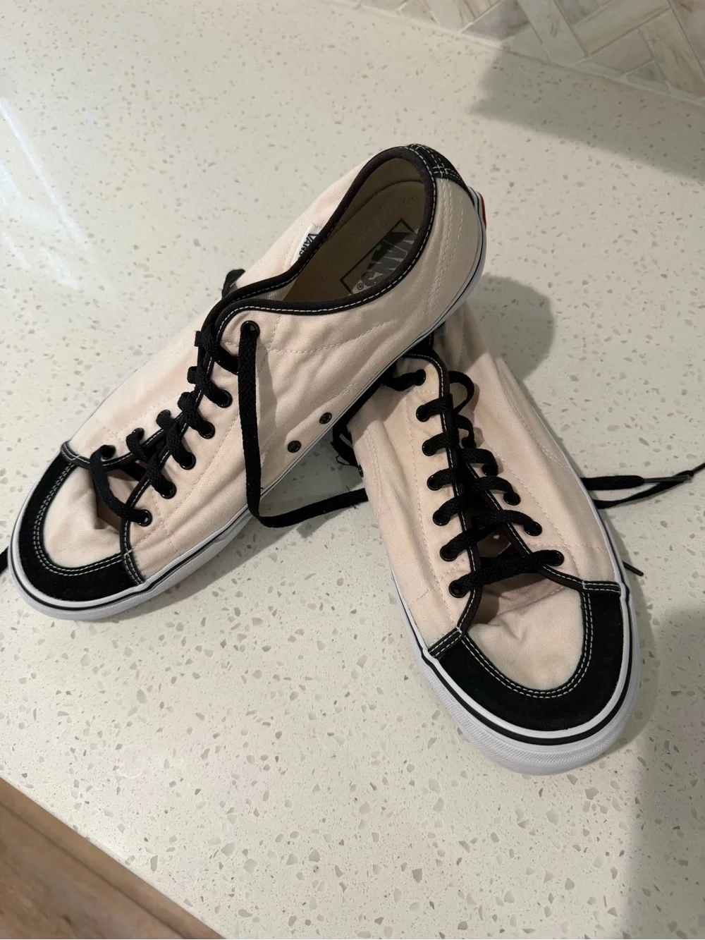 Vans Low Top Canvas Skate Shoes Black & Cream Men’s Size 13